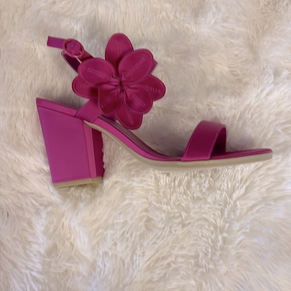 Rampage Fuchsia Floral Block Heel Sandals